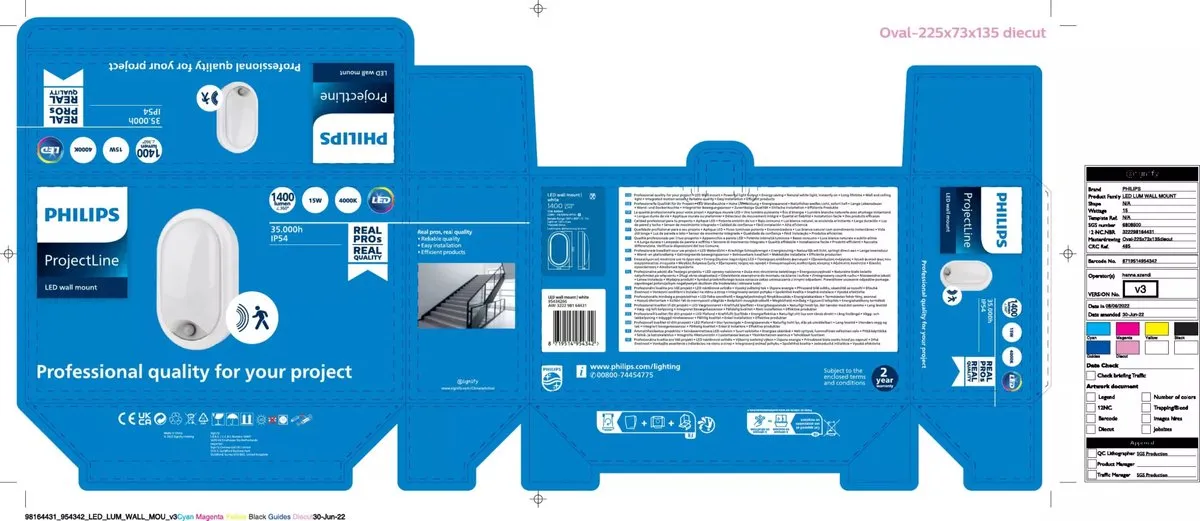 Philips ProjectLine Wandlamp 15W IP54 - 4000K