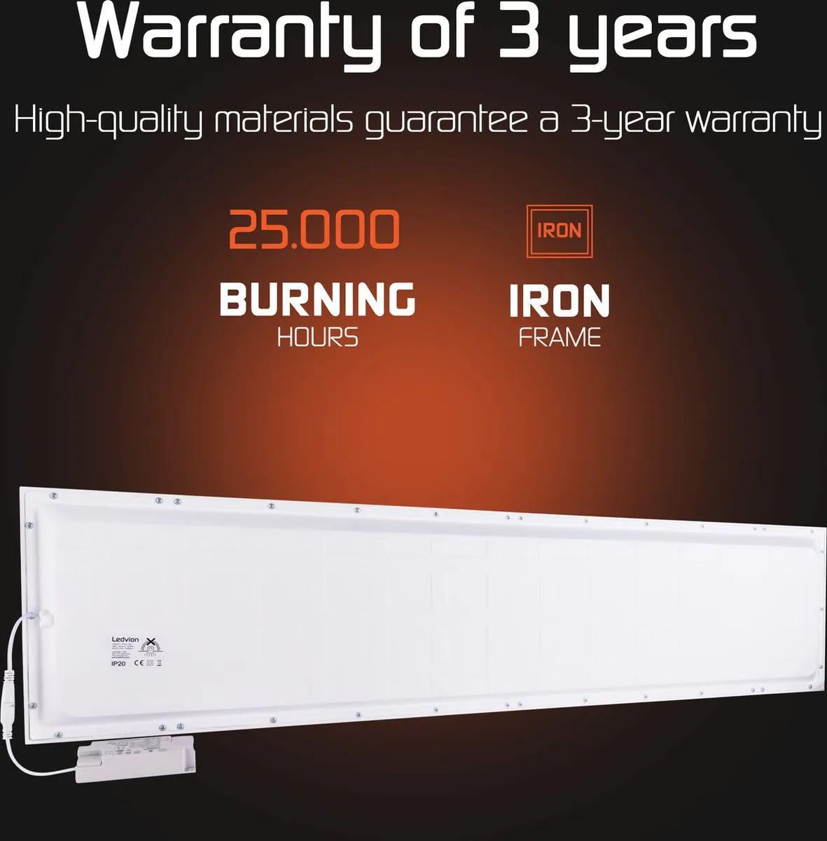 LEDVION 6X LED Paneel 120x30 Inbouwarmatuur - 36W 6000K