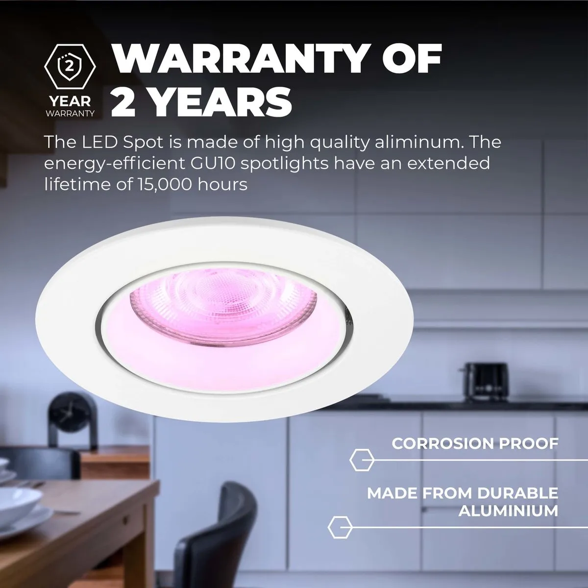 Ledvion 6X SMART LED Inbouwspot Rio - 6 Stuks - 4.9W - RGBW - Wit - afbeelding 6 van 6