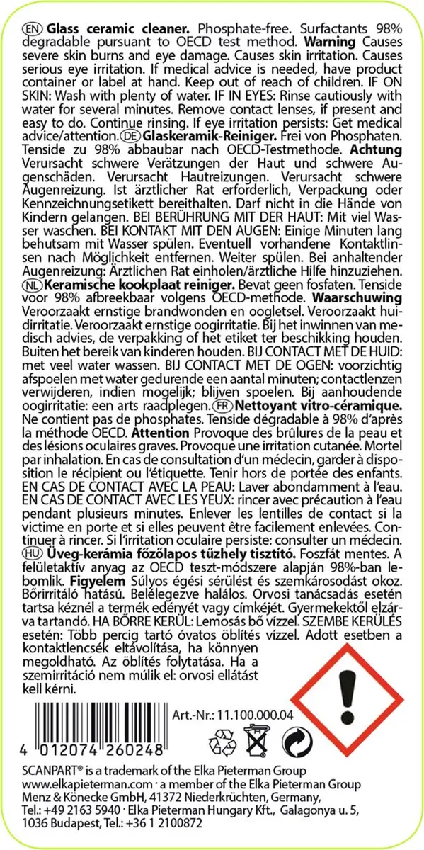 Scanpart Kookplaatreiniger 250ml - Universeel