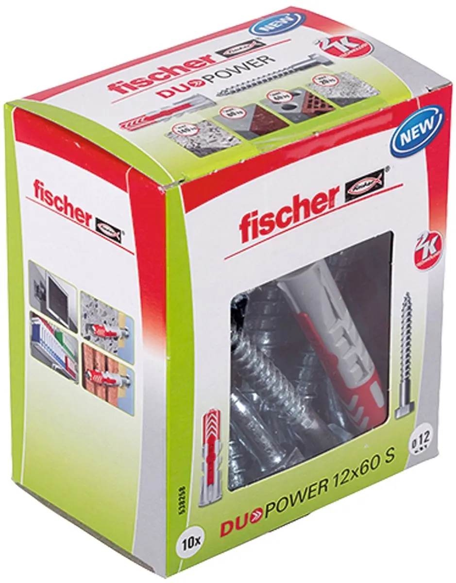 Fischer DuoPower 12x60 Zeskantschroef 10 Stuks - afbeelding 6 van 6