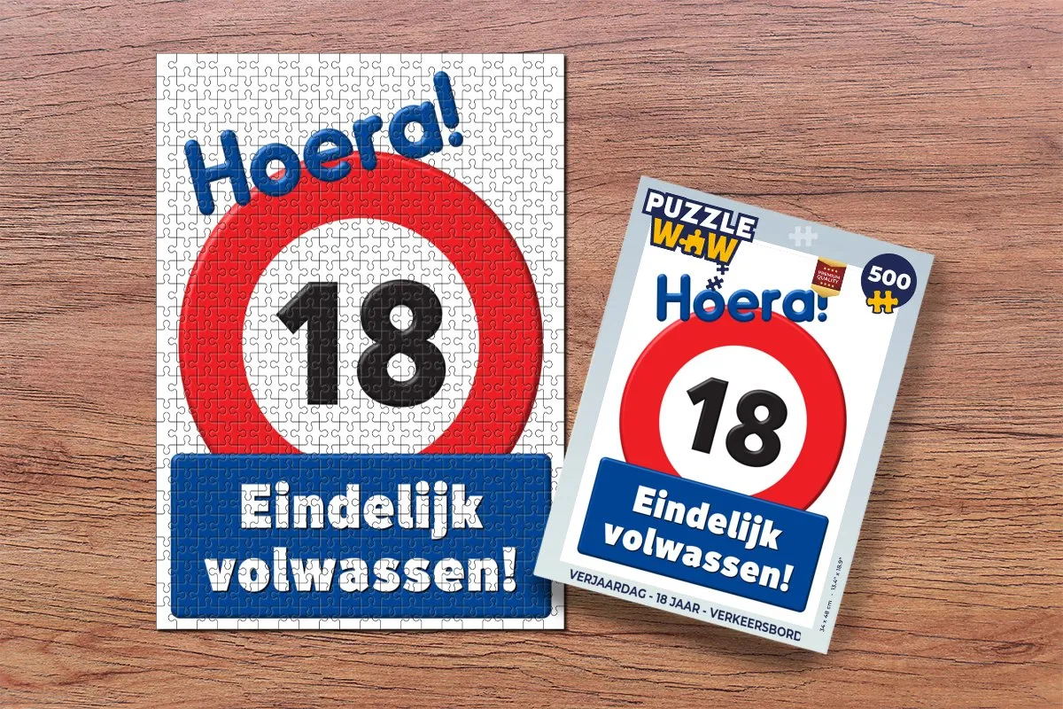 PuzzleWow Verjaardag Verkeersbord Legpuzzel 500 Stuks - Multicolor