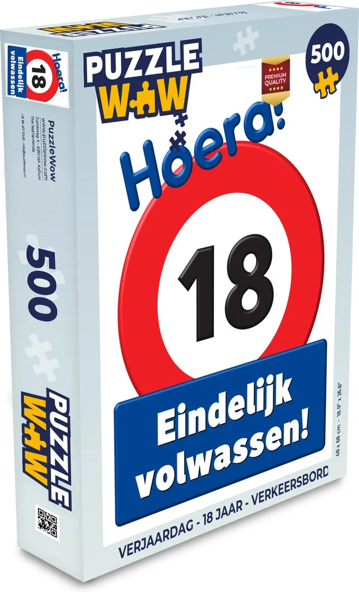 PuzzleWow Verjaardag Verkeersbord Legpuzzel 500 Stuks
