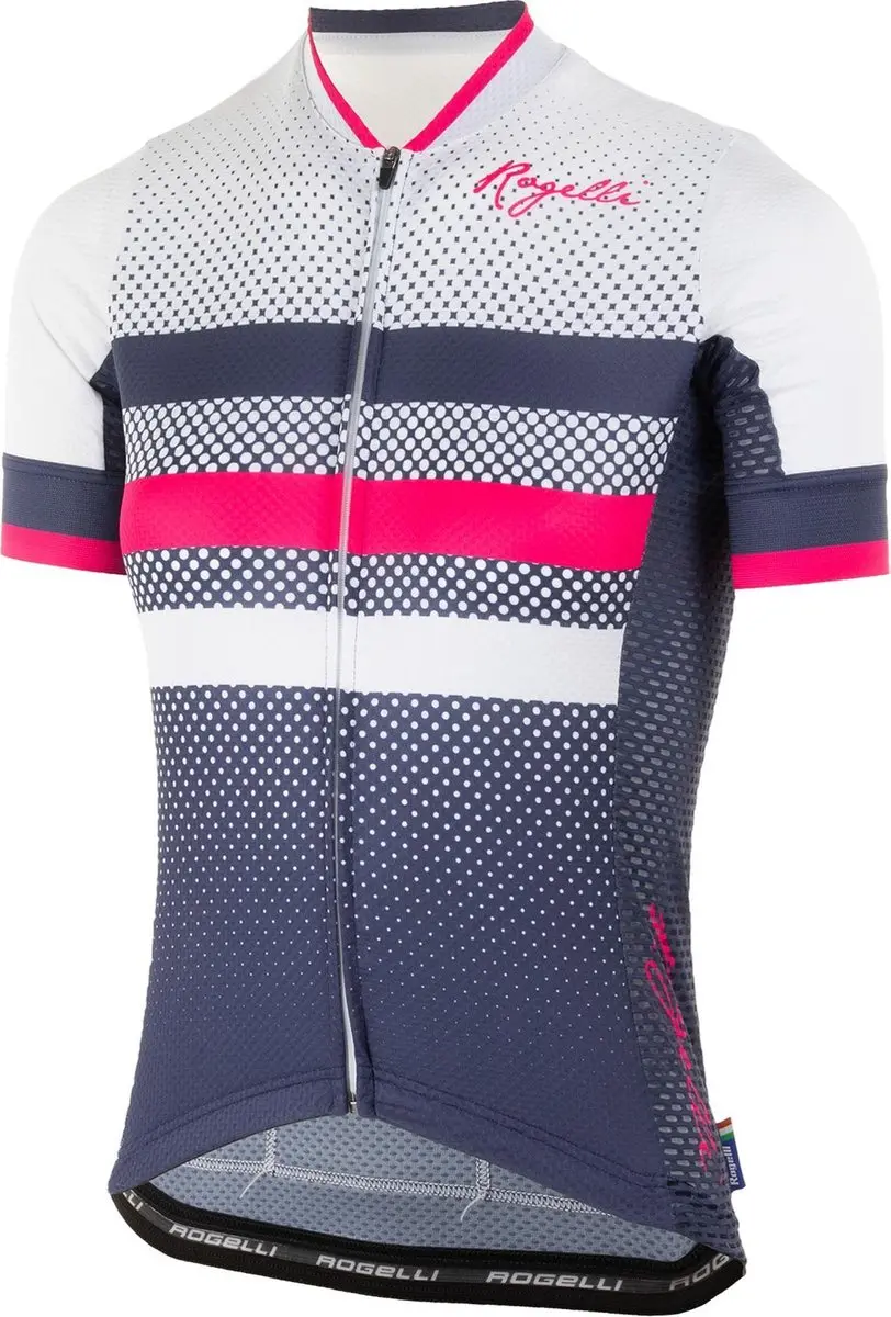 Ds Wielershirt KM Dot- Blauw/Roze XL