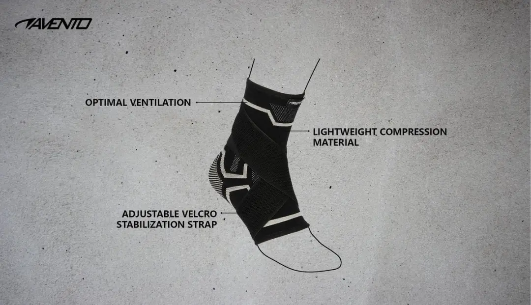 Avento Enkel Compressie Bandage L/XL - Zwart/Zilvergrijs - afbeelding 6 van 6