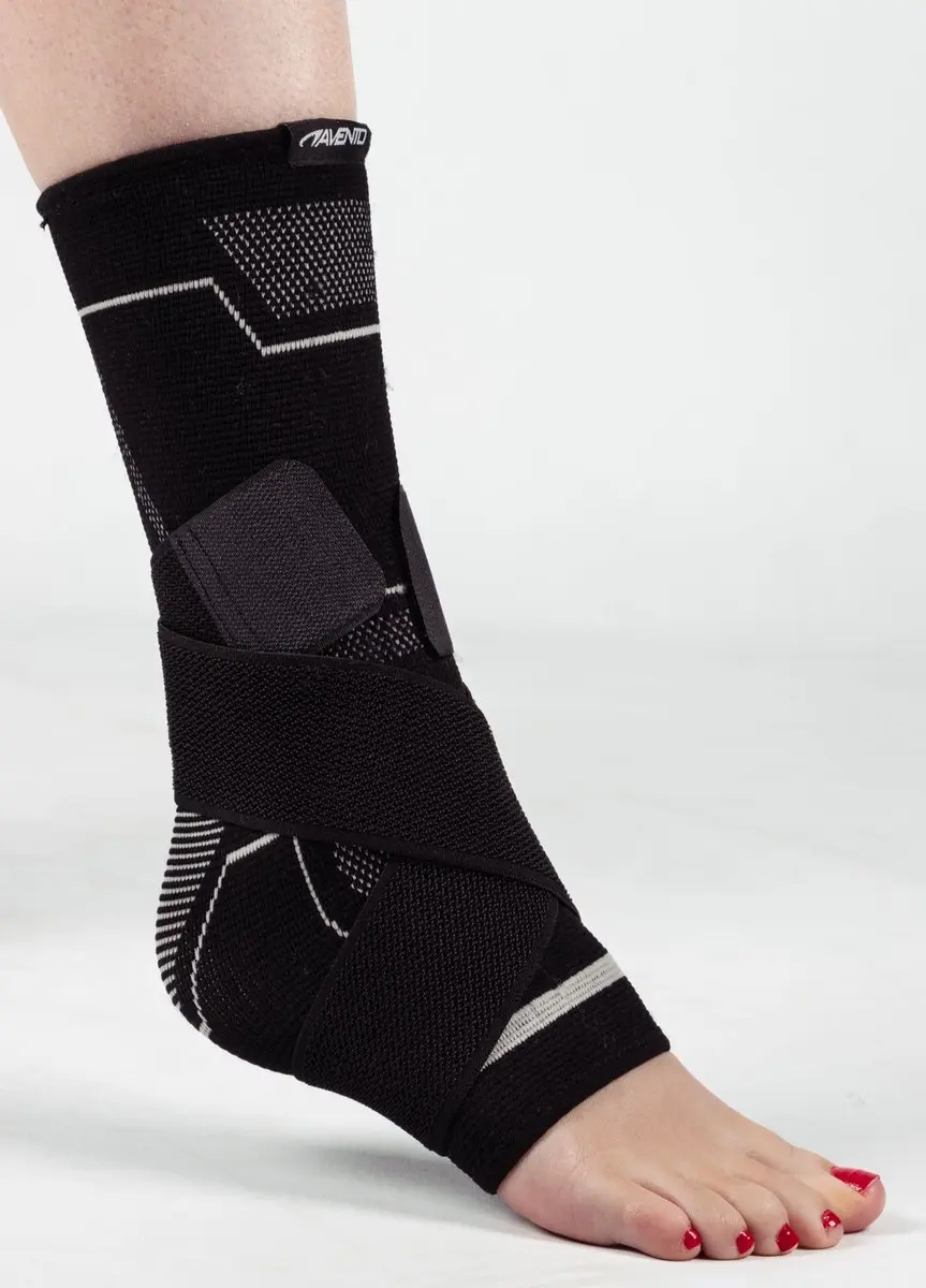 Avento Enkel Compressie Bandage L/XL - Zwart/Zilvergrijs