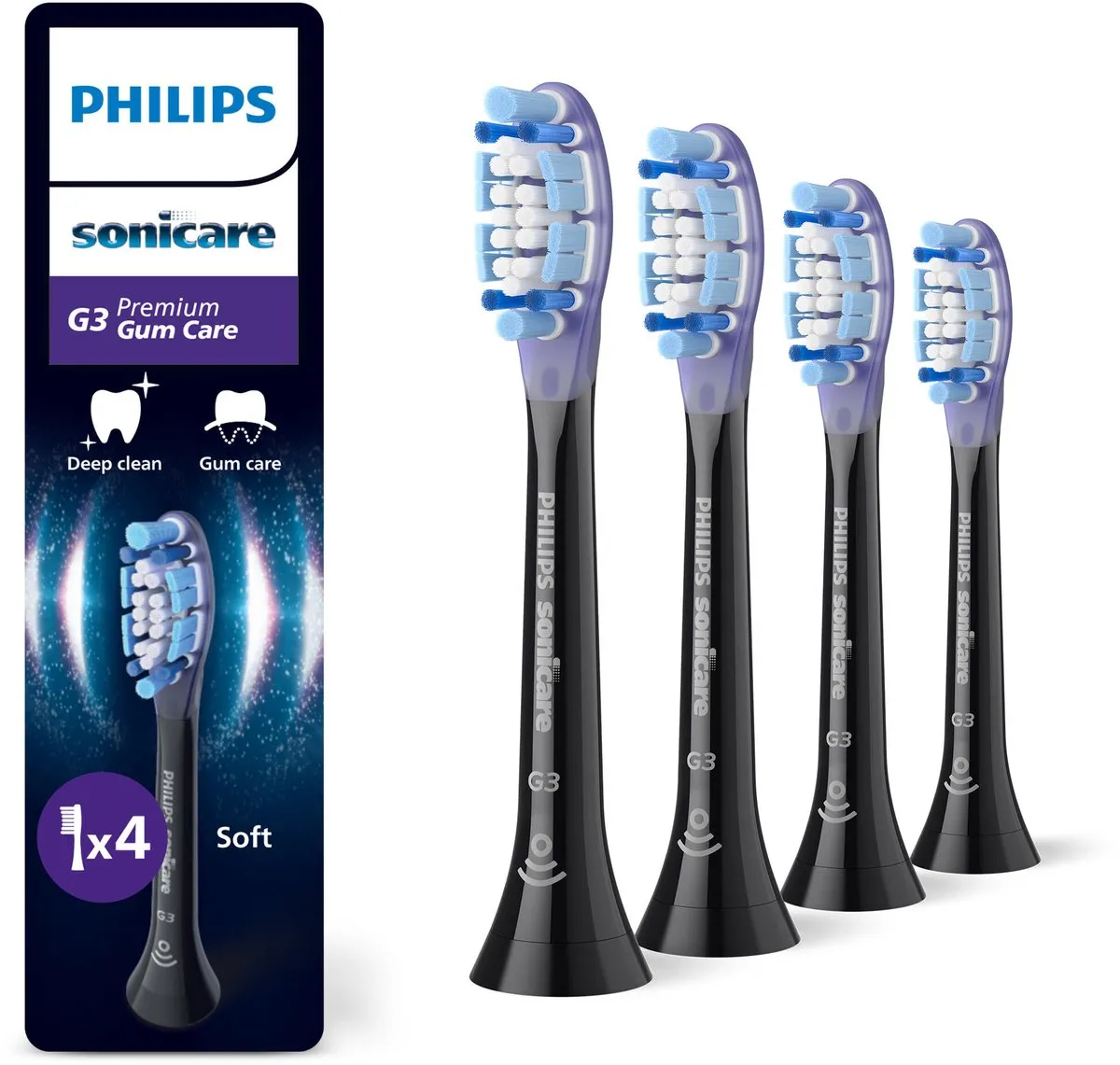 Philips Sonicare Premium GumCare G3 HX9054/88 Opzetborstels - 4 Stuks - Zwart