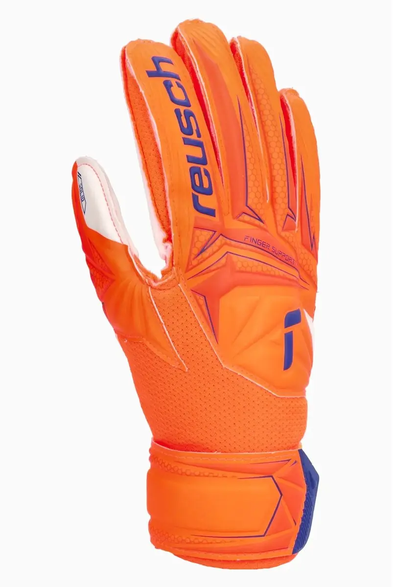 Reusch Attrakt Solid Finger Support Kinderhandschoenen - Schokkend oranje/blauw - Maat 4