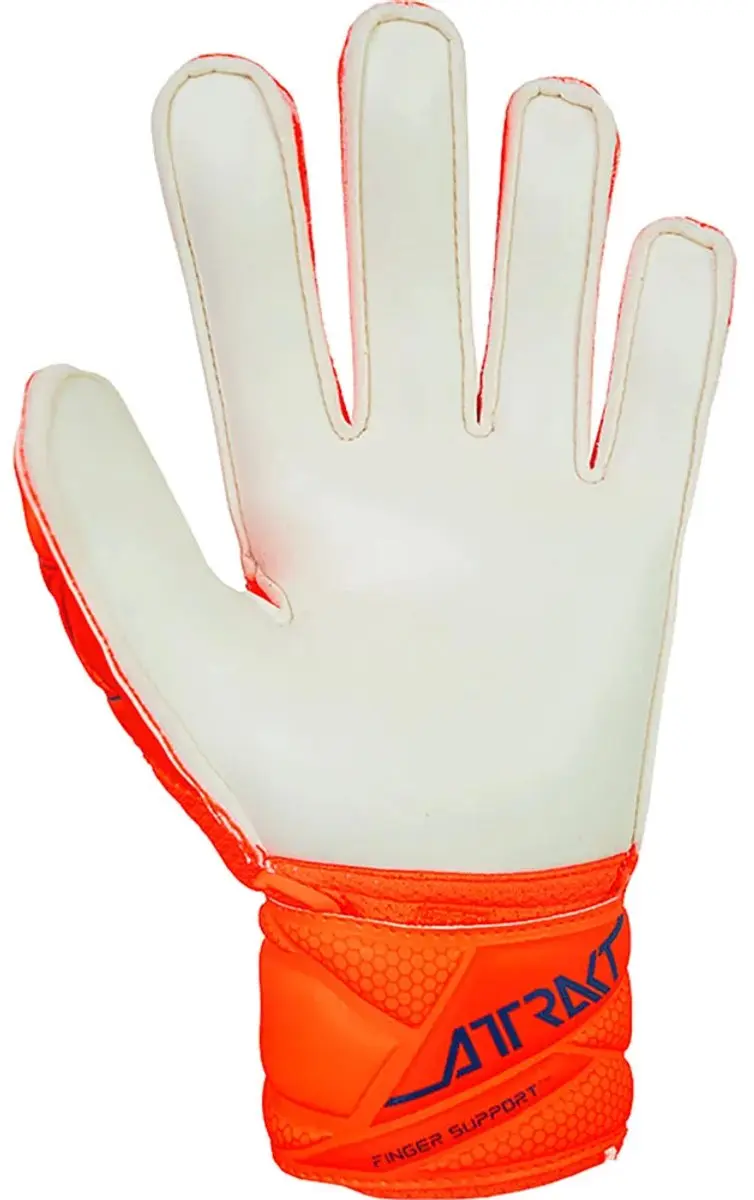 Reusch Attrakt Solid Finger Support Kinderhandschoenen - Schokkend oranje/blauw - Maat 4