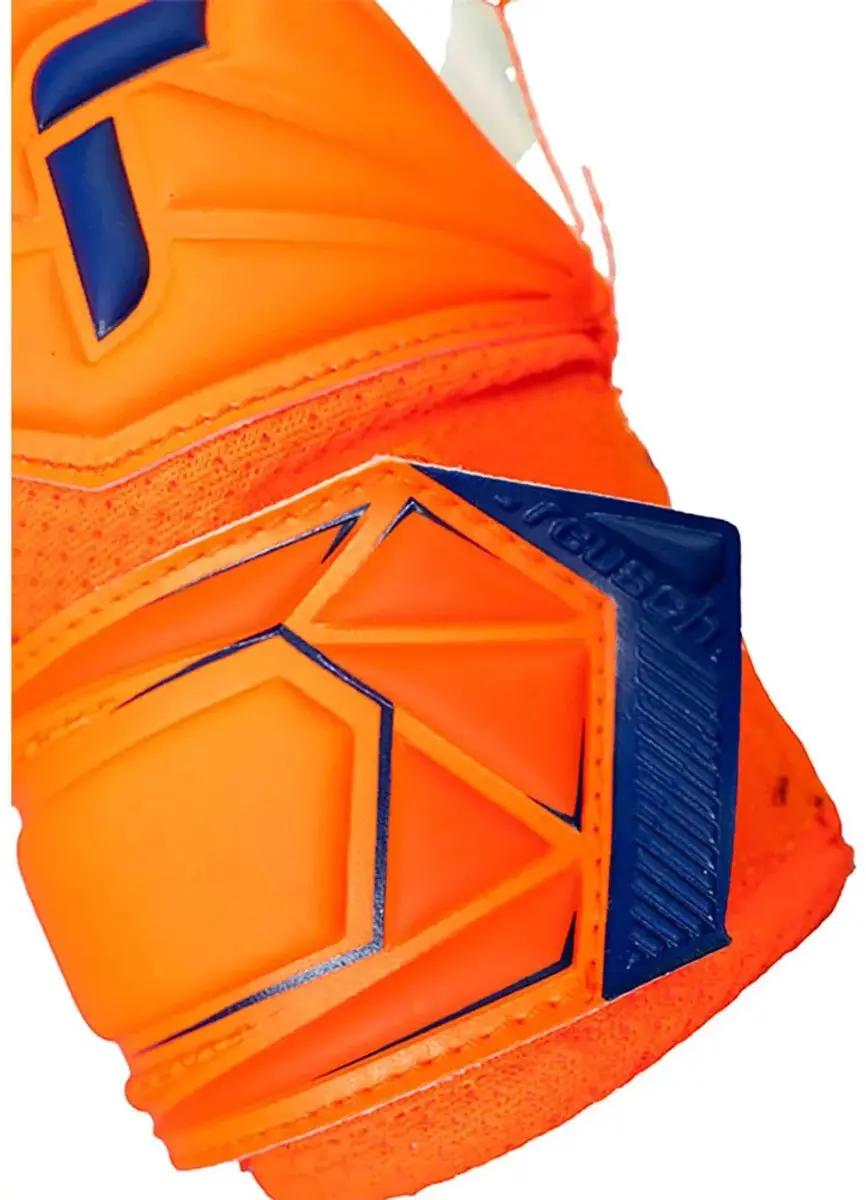 Reusch Attrakt Solid Finger Support Kinderhandschoenen - Schokkend oranje/blauw - Maat 4