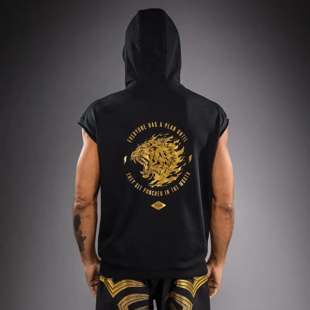 Venum x Mike Tyson Tiger Mouwloze Hoodie - Zwart/Goud S