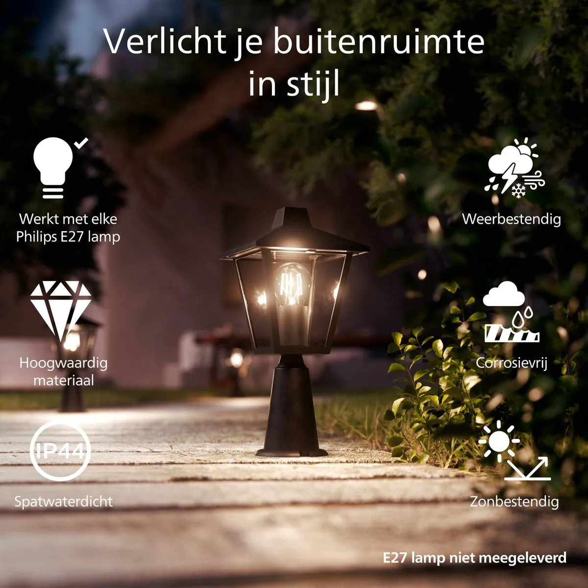 Philips Kinno Sokkellamp E27 25W - Zwart