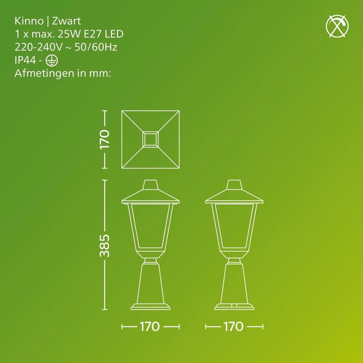 Philips Kinno Sokkellamp E27 25W - Zwart - afbeelding 6 van 6