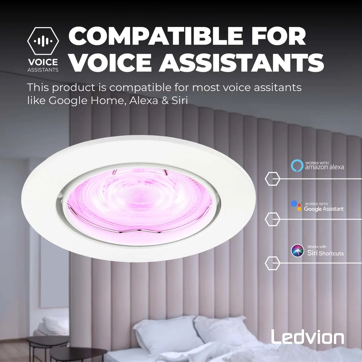 Ledvion 3X SMART LED Inbouwspot Amsterdam RGBW - 3 Stuks - afbeelding 6 van 6