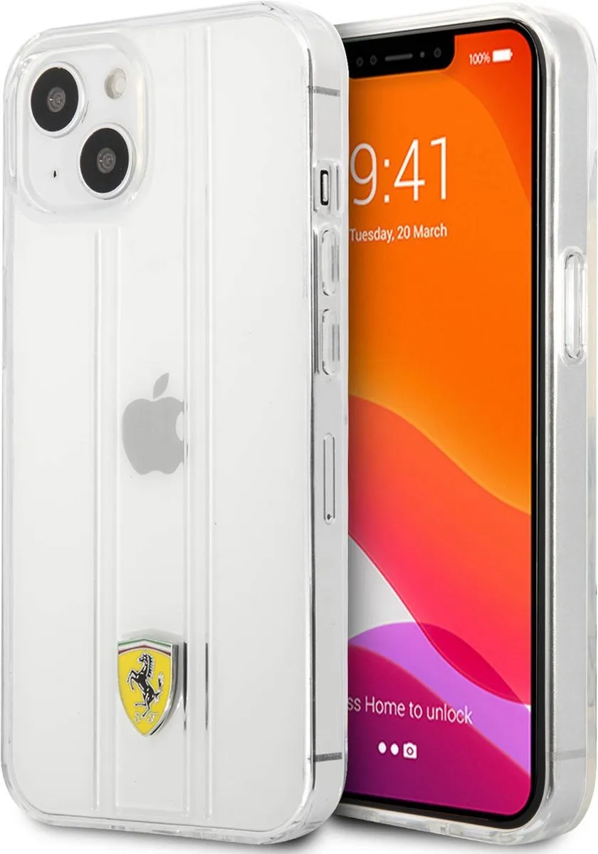Ferrari 3D Stripes Backcover iPhone 13 - Transparant