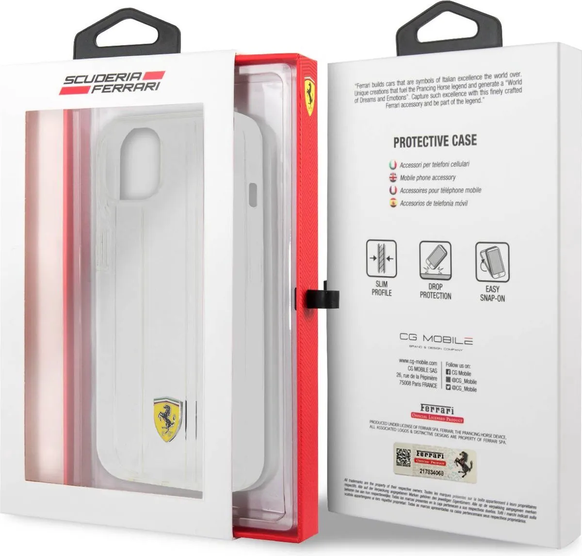Ferrari 3D Stripes Backcover iPhone 13 - Transparant - afbeelding 6 van 6