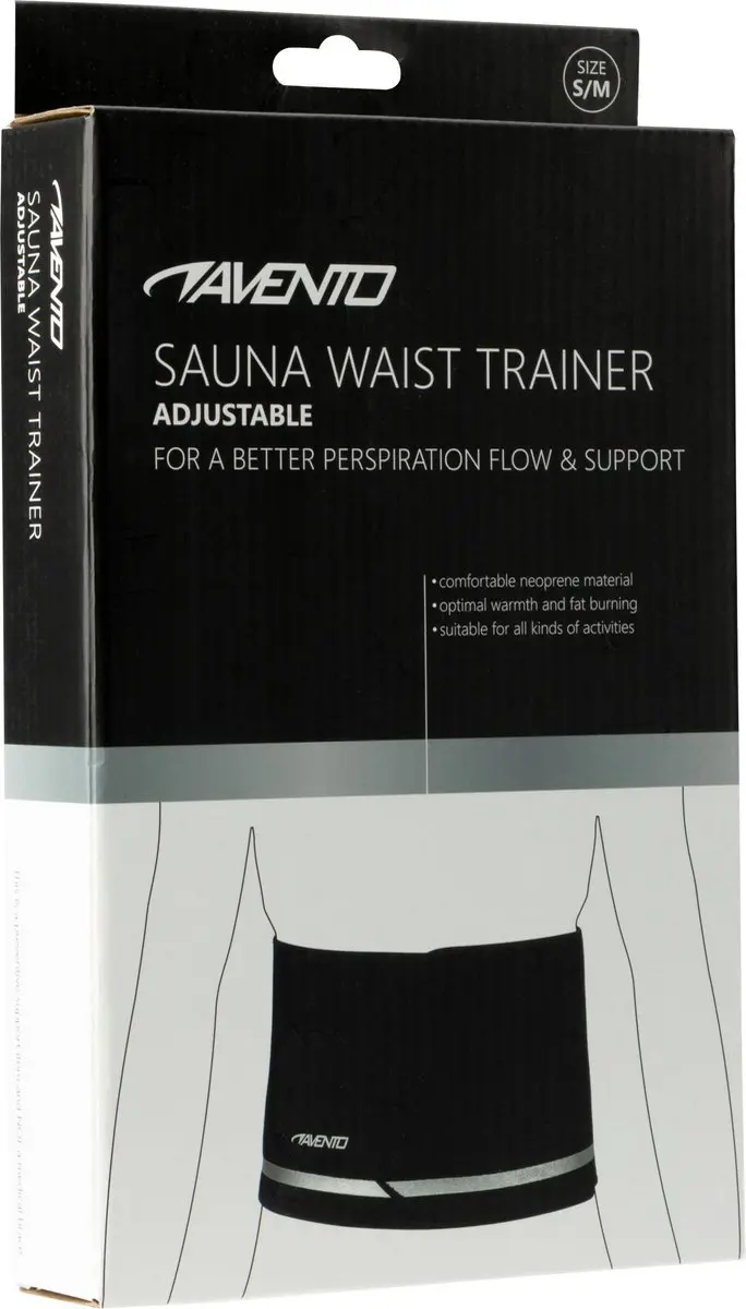 Avento Sauna Taille Band - Zwart/Zilvergrijs - Maat L/XL