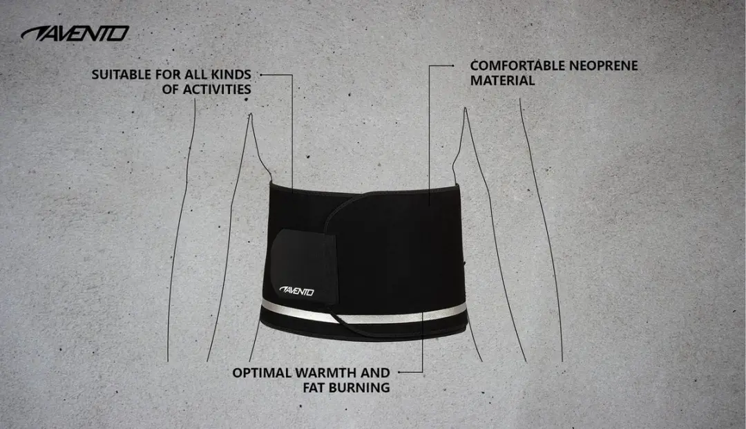 Avento Sauna Taille Band - Zwart/Zilvergrijs - Maat L/XL