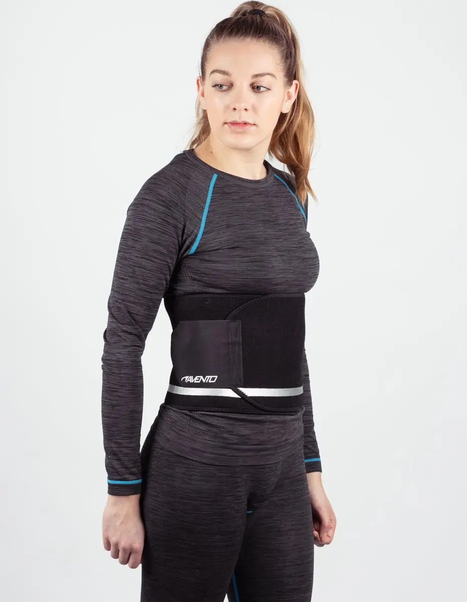 Avento Sauna Taille Band - Zwart/Zilvergrijs - Maat L/XL