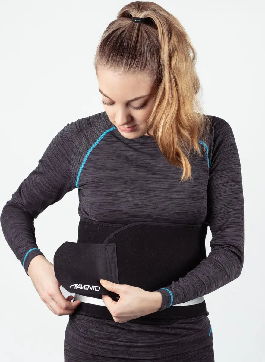 Avento Sauna Taille Band - Zwart/Zilvergrijs - Maat L/XL