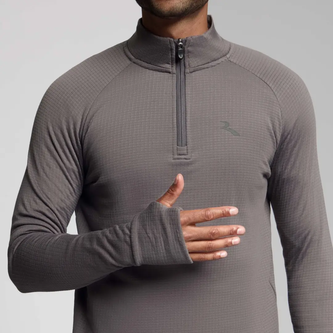 Rogelli Essential Heren Hardloopshirt Lange Mouw - Rits - Donkergrijs L - afbeelding 3 van 6