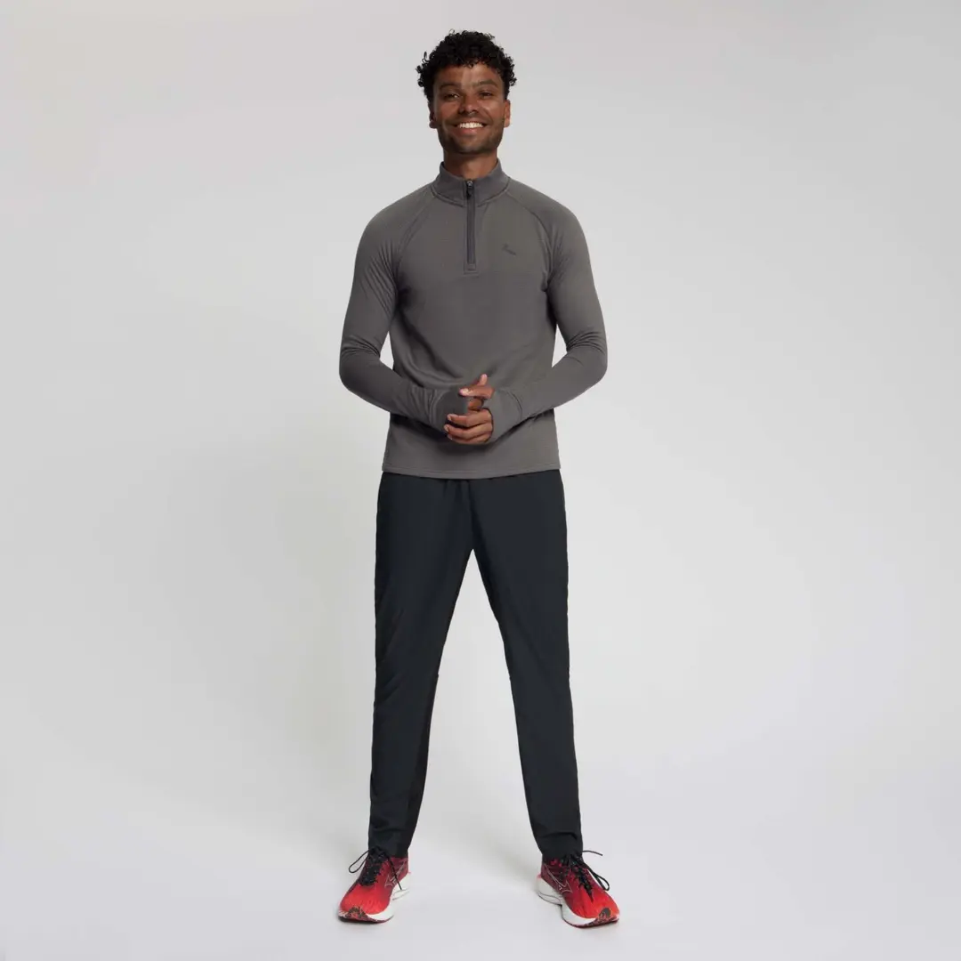 Rogelli Essential Heren Hardloopshirt Lange Mouw - Rits - Donkergrijs L - afbeelding 5 van 6