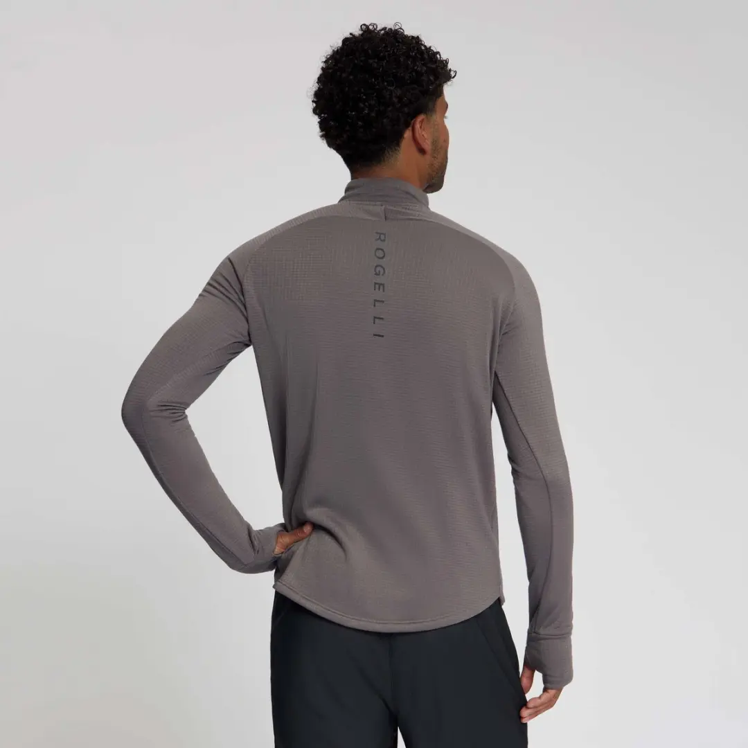 Rogelli Essential Heren Hardloopshirt Lange Mouw - Rits - Donkergrijs L - afbeelding 4 van 6