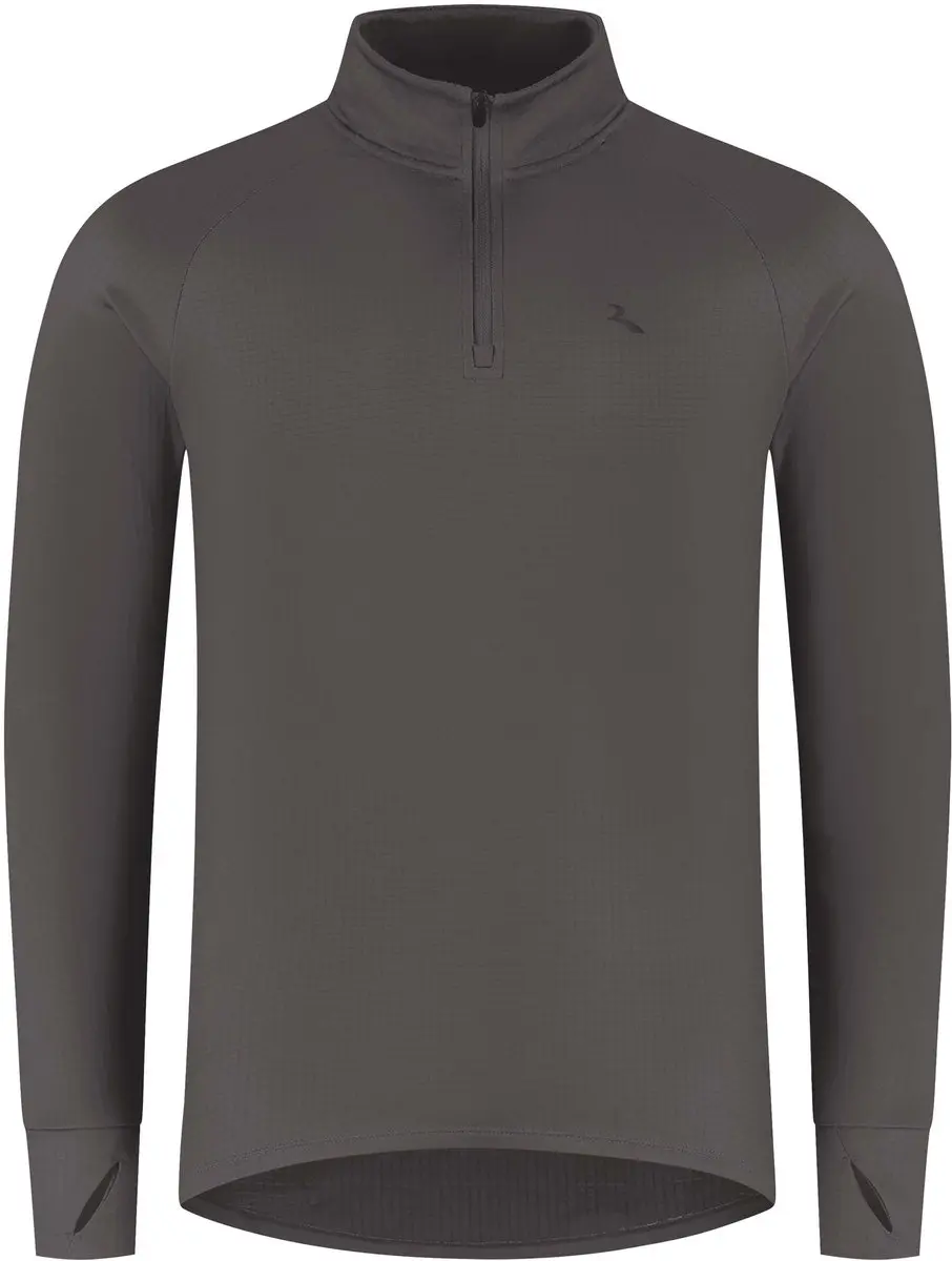 Rogelli Essential Heren Hardloopshirt Lange Mouw - Rits - Donkergrijs L - afbeelding 2 van 6