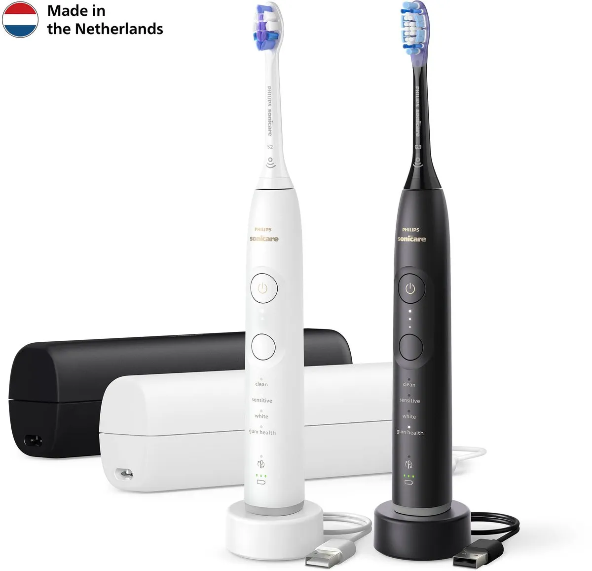 Philips Sonicare 7100 Series HX7429/02 Elektrische Tandenborstels - 2 Stuks - Wit/Zwart