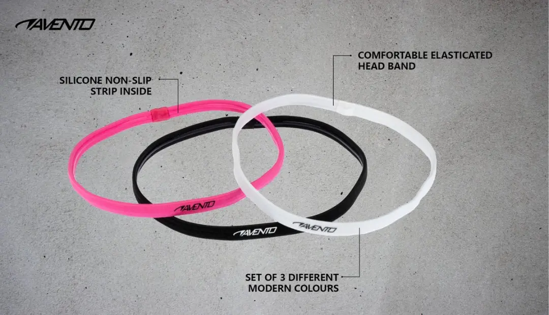 Avento Sporthaarband - 3 Stuks - Roze/Zwart/Wit