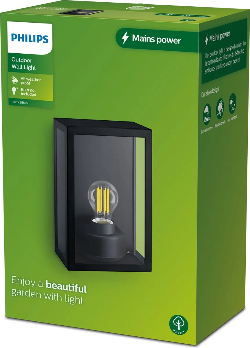 Philips Alzor Wandlamp E27 - Zwart - afbeelding 6 van 6