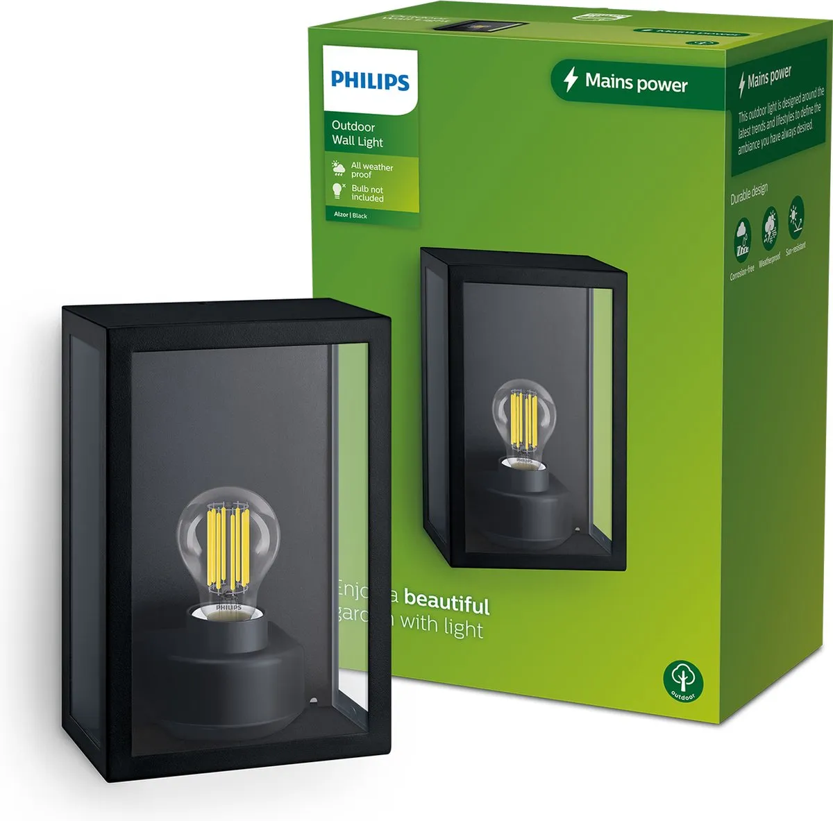 Philips Alzor Wandlamp E27 - Zwart
