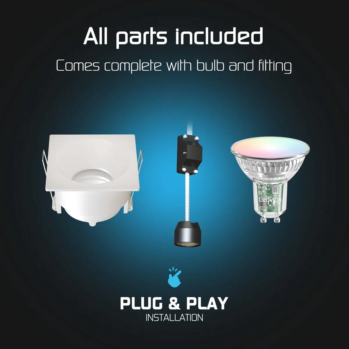 Ledvion 6x Smart LED Inbouwspot 81x81mm RGBW GU10 - 4.9W - Wit - afbeelding 6 van 6