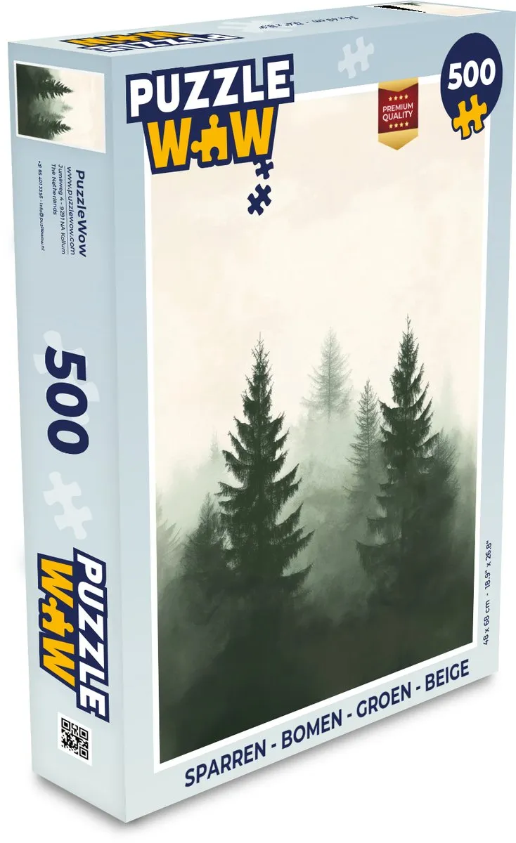 PuzzleWow Bomen Legpuzzel 500 Stuks - Groen/Beige