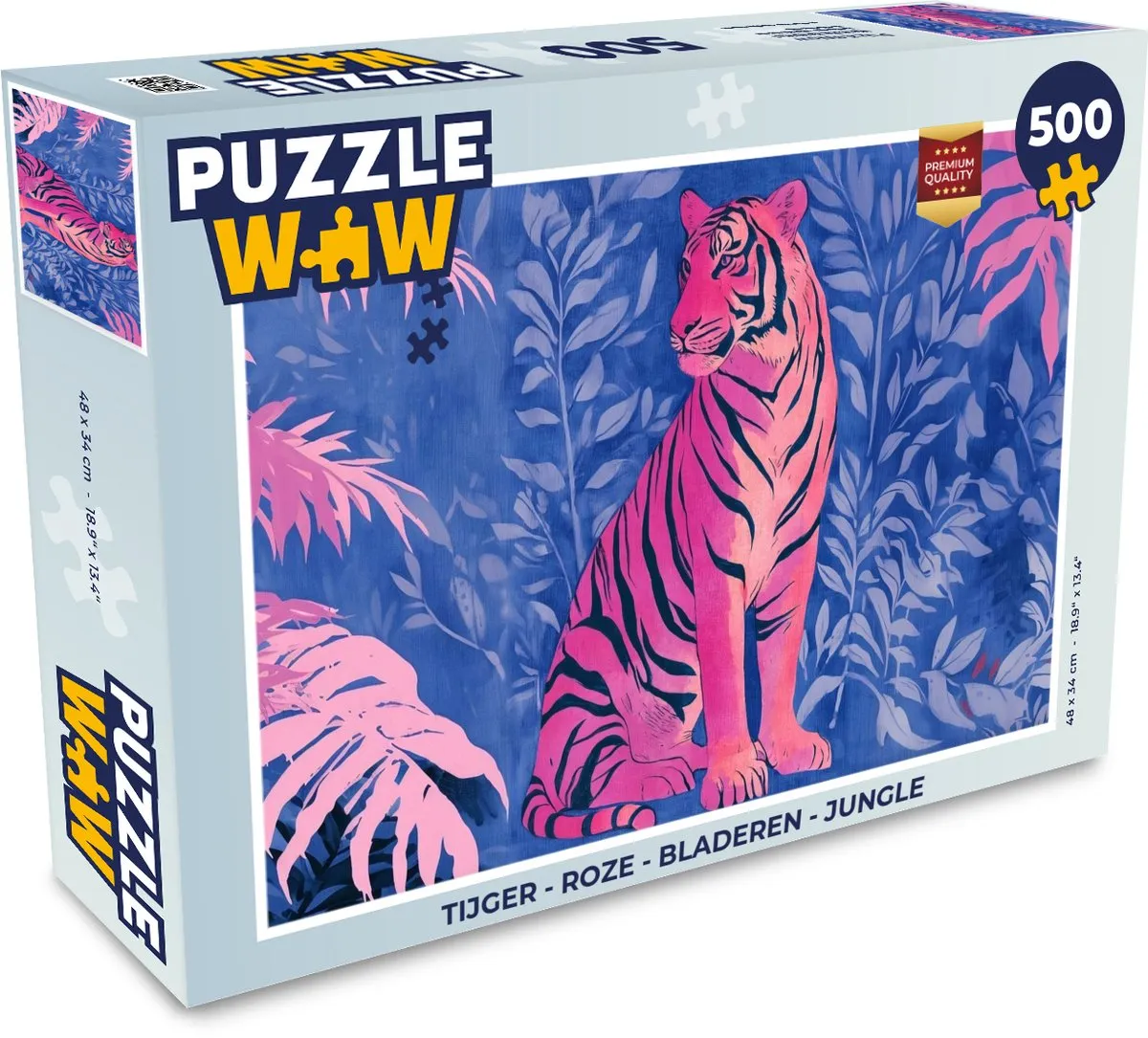 PuzzleWow Tijger Jungle Legpuzzel 500 Stuks - Roze