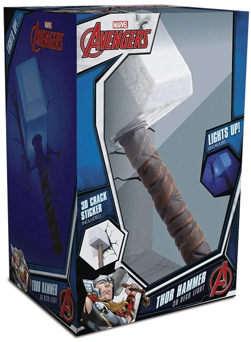 Marvel Thor Hammer 3D LED Wandlamp - Draadloos - Grijs