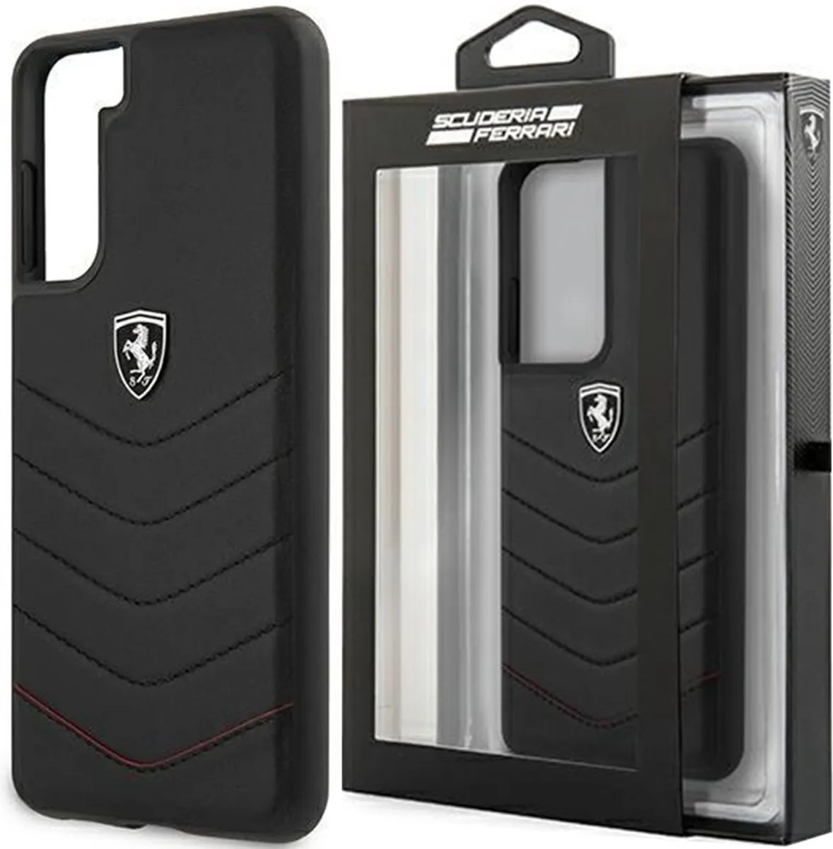 Ferrari Samsung Galaxy S21 Hoesje - Effen Zwart Leer