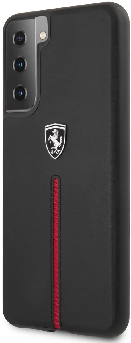 Ferrari Samsung Galaxy S21 Hoesje - Effen Zwart Leer