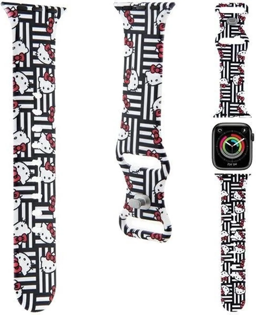 Hello Kitty Siliconen Band Apple Watch 38/40/41mm - Zwart