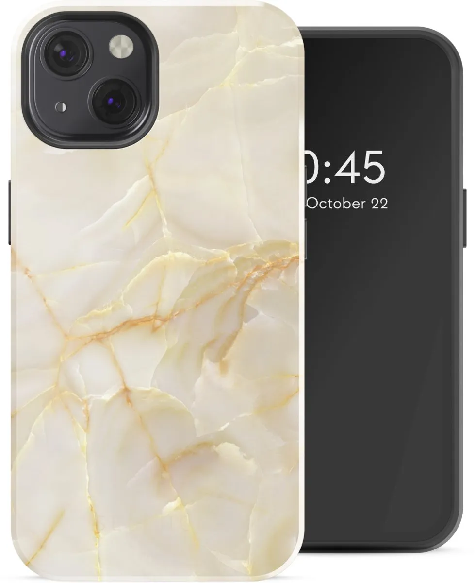 Selencia Hoesje iPhone 13 Golden Beige Marble