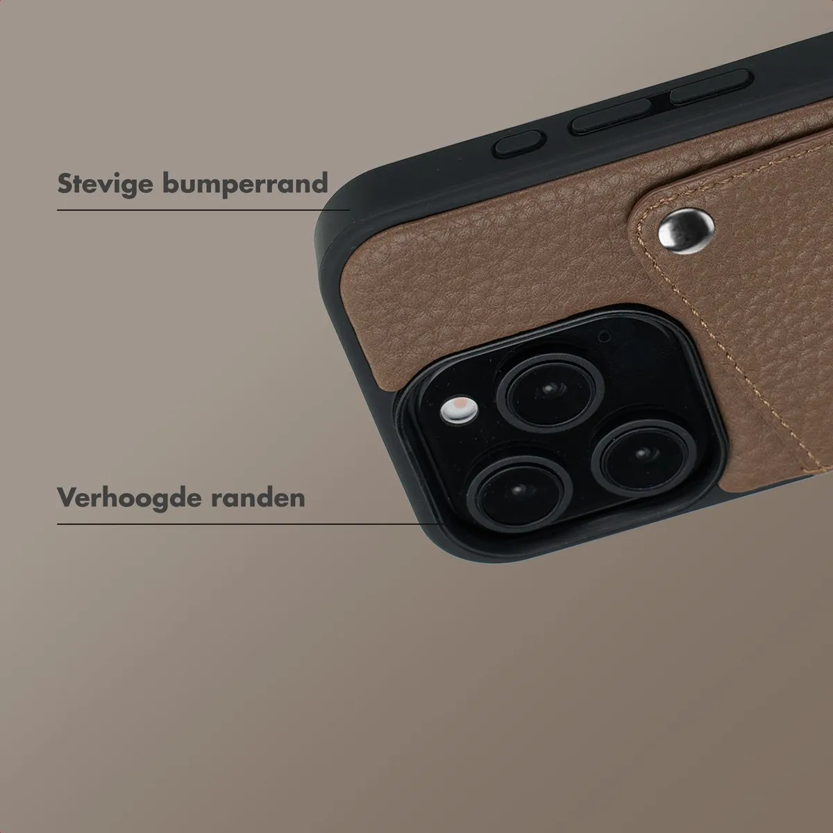 Selencia Hoesje iPhone 16 Pro - Pashouder Bruin - afbeelding 6 van 6