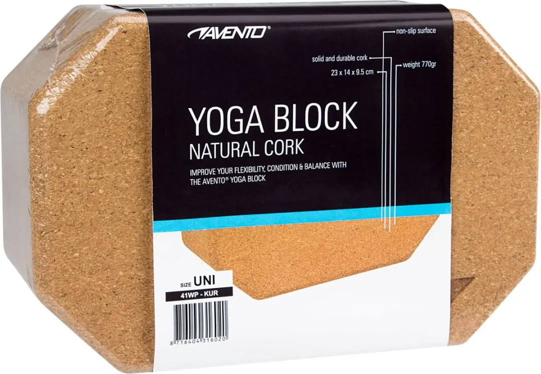 Avento Yoga Blok - Kurk - 23 x 14 x 9.5 cm - Bruin