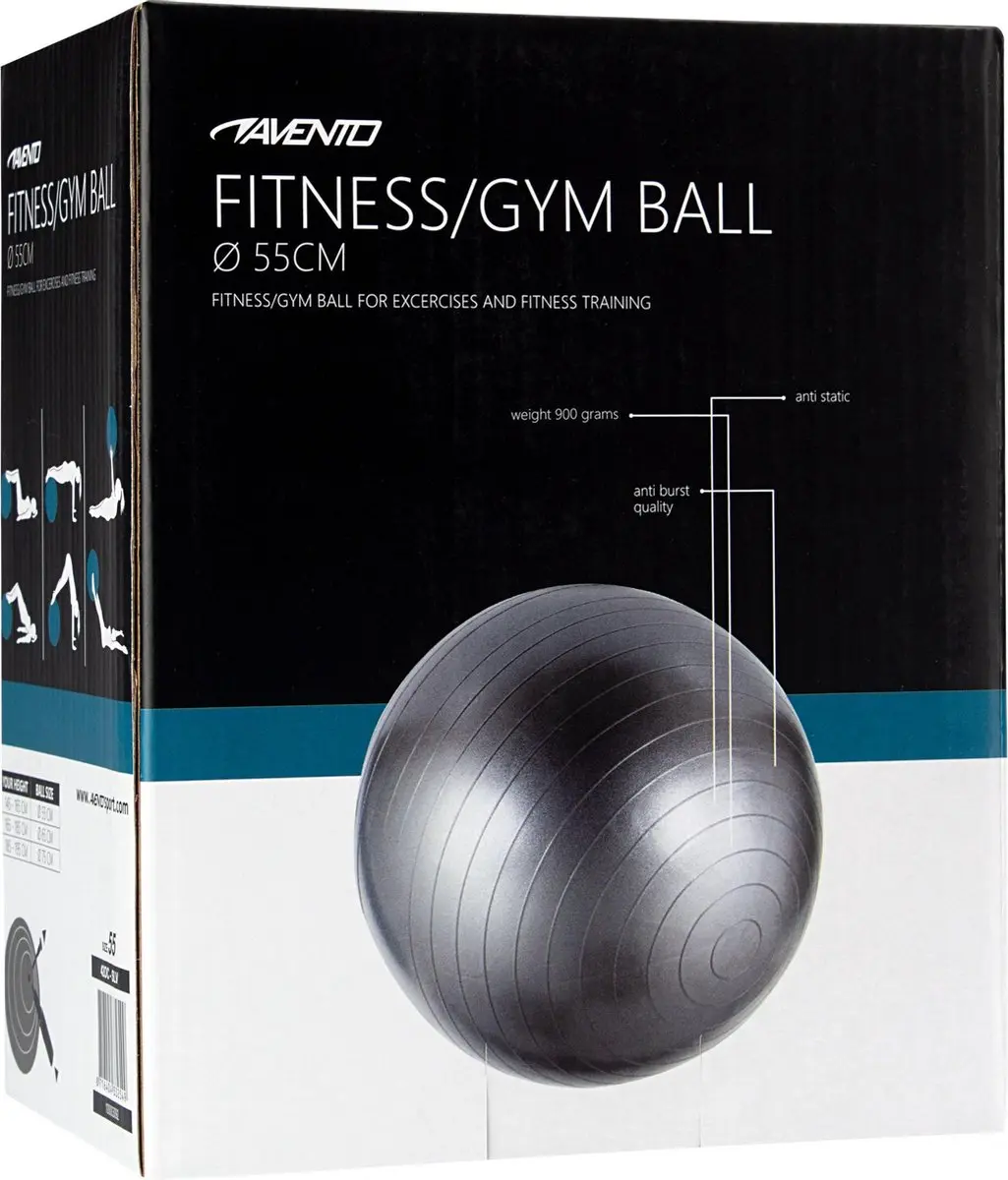 Avento Fitnessbal Ø55cm - Zilver - afbeelding 5 van 6