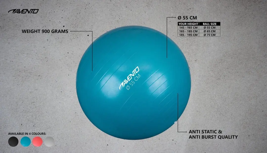 Avento Fitnessbal Ø55cm - Zilver - afbeelding 4 van 6