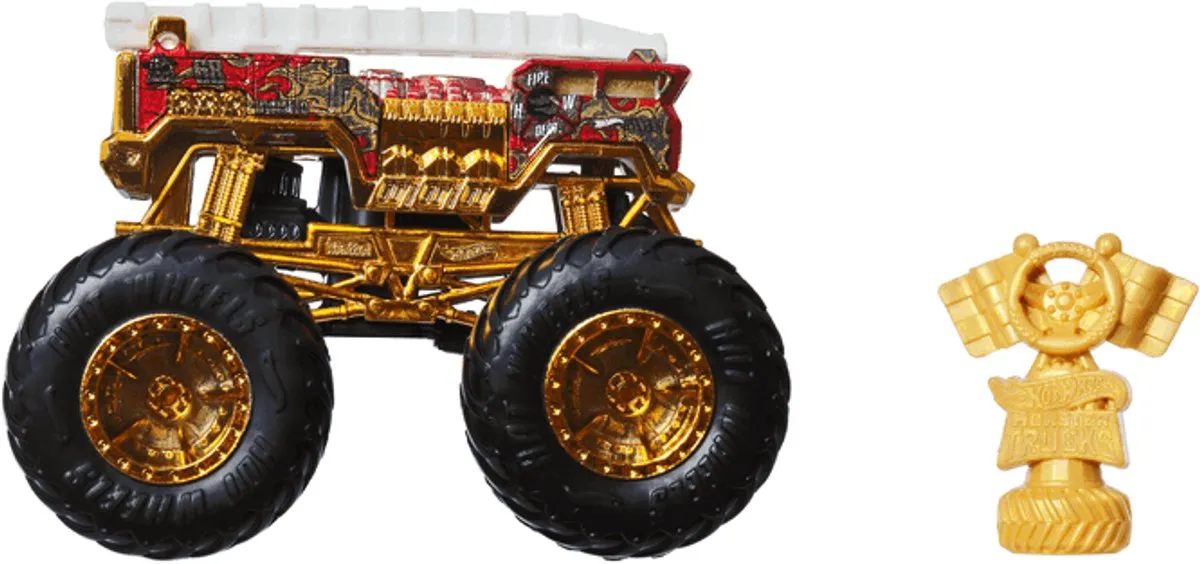 Hot Wheels Monster Jam Brandweerwagen 5 Alarm - 1:64 - Goud/Rood - afbeelding 3 van 4
