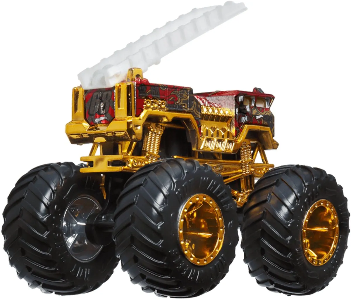 Hot Wheels Monster Jam Brandweerwagen 5 Alarm - 1:64 - Goud/Rood - afbeelding 4 van 4
