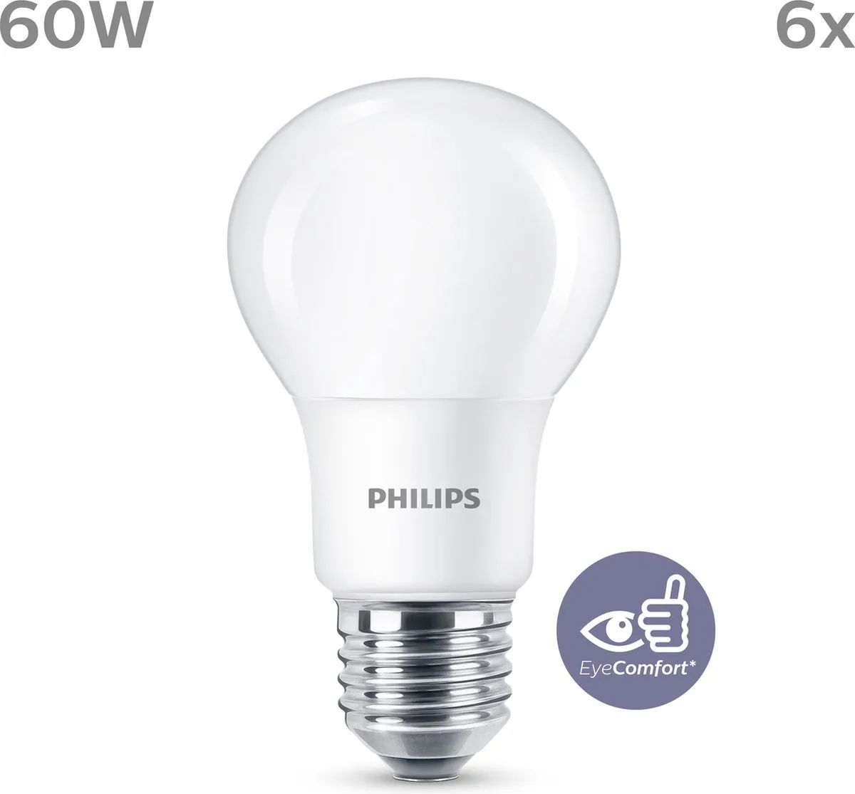 Philips LED Lamp Mat 8W E27 Warmwit - 6 Stuks