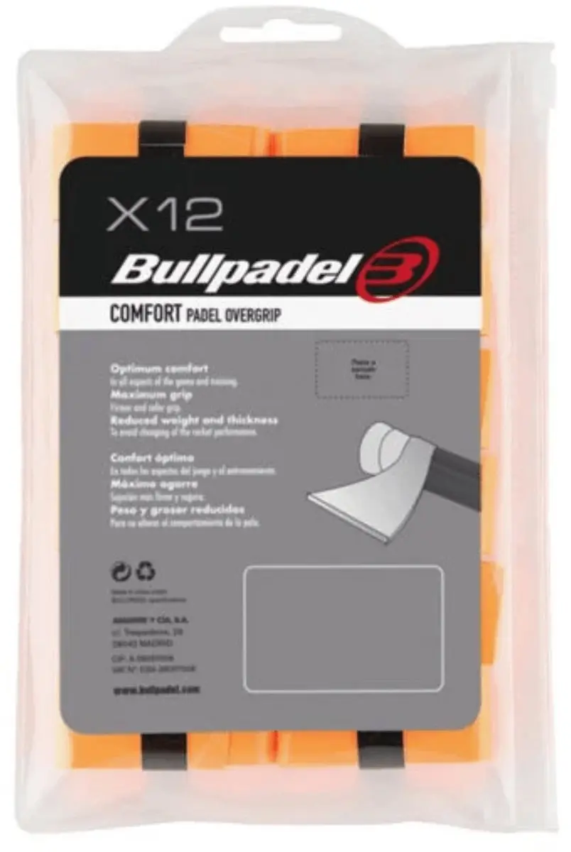 Bullpadel Overgrip GB-1600 (padel) 12 stuks Kleur : Oranje Neon