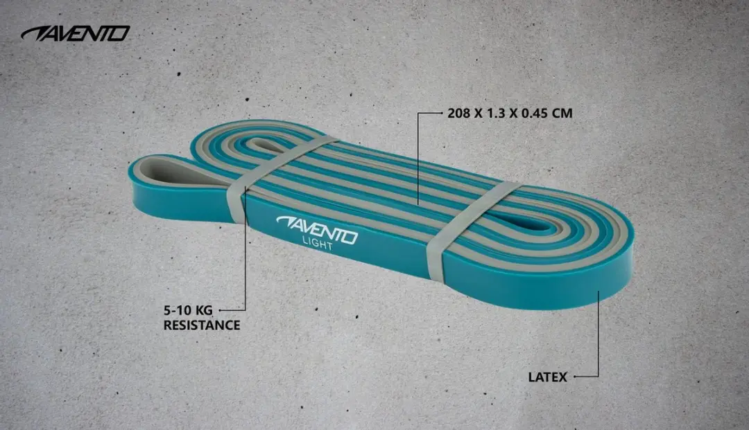 Avento Fitness Powerband Latex Light Blauw/Grijs - afbeelding 4 van 6