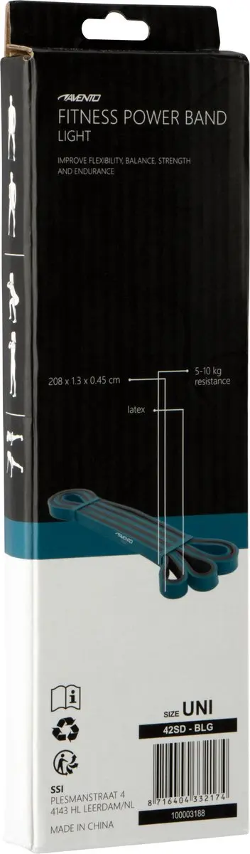 Avento Fitness Powerband Latex Light Blauw/Grijs - afbeelding 5 van 6